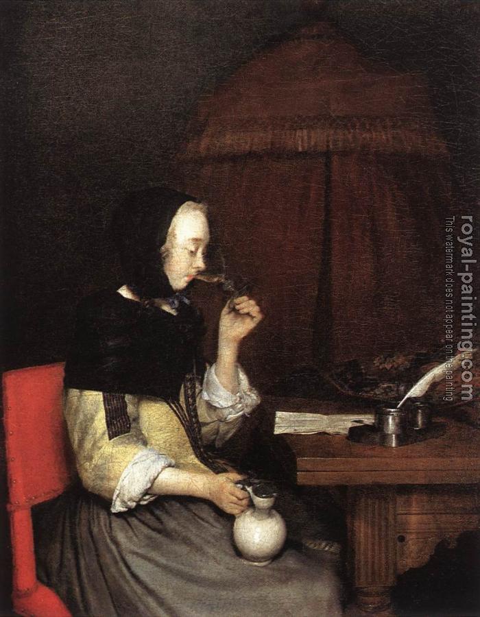 Gerard Ter Borch : Woman Drinking Wine Gerard Ter Borch : Woman Drinking Wine